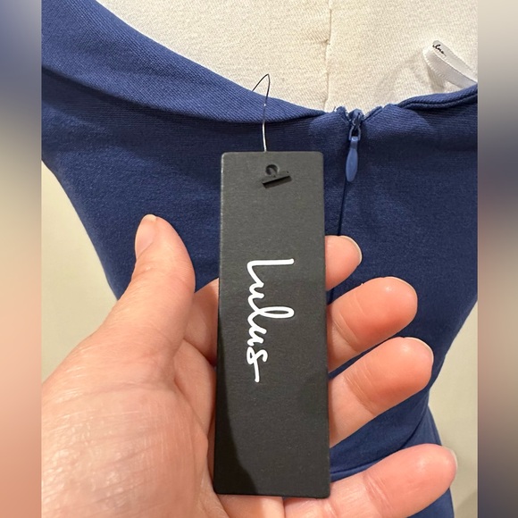 Lulus NWT Blue Mini/Midi Cold Shoulder Sleeveless Fit And Flare Dress Sz XS. - Picture 11 of 16